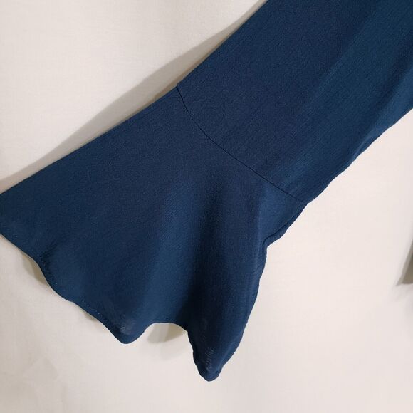 American Eagle Womens Top Medium Choker Long Bell Sleeve Peasant Boho Keyhole - Picture 6 of 10